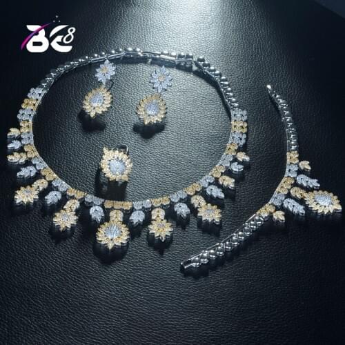 Be 8 Classic Fashion Bridal Wedding Jewelry Sets Sparkling AAA CZ Paved Dubai 4pcs Set Jewellery for Women Bijoux Femme S318