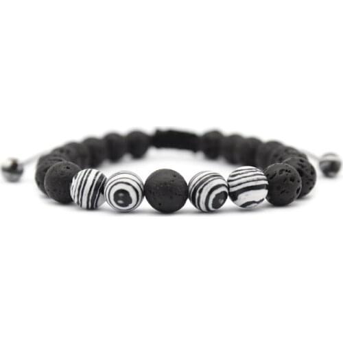 8mm rope Chakra Healing malachite Reiki Buddha Prayer Yoga Bracelet uth4 adjusted Macrame Matte Volcanic Stone Bangles