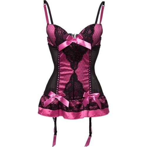 Padded Bra Lingerie Corset Sexy Women Night Wear Waist Trimmer Lace Transparent Elastic Boned Waist Slimming Underwear Bustiers