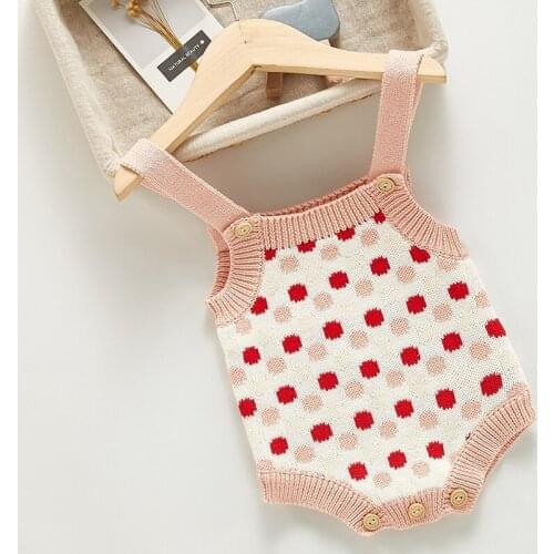 Toddler Baby Girl Knitting Romper Sleeveless Dot Printing Spring Autumn Baby Girls Clothes Infant Baby Girls Knitting Jumpsuit