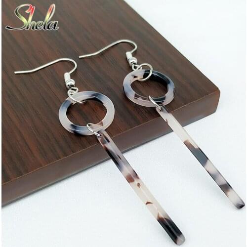 SHELA Acrylic Resin Acetic Acid Long Earrings for Women Geometric Fashion Jewelry Dangle Pendientes