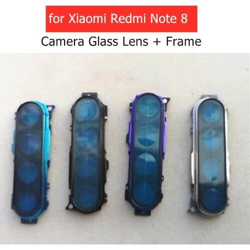 For Xiaomi Redmi Note 8 Back Rear Camera Glass Lens with Frame Holder with 3M Glue Replacement Repair Spare Parts