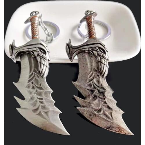 God Of War 4 Kratos Sword KeyChain Ancient Silver Blades of Chaos Weapon Pendant Keyring Men Women Game Chaveiro Souvenir Gift