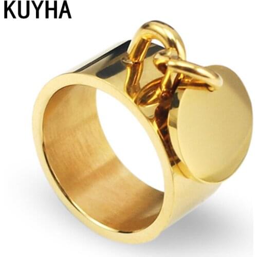 Engraving Ring 10MM Wide Women Fashion Wedding Ring Laser Personal Name Anniversary for Couple Lovers