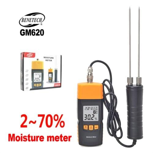 BENETECH Wood Moisture Meter Digital Humidity Tester Portable Wood Moisture Meter GM620 2~70% Electrical Woodworking Hygrometer