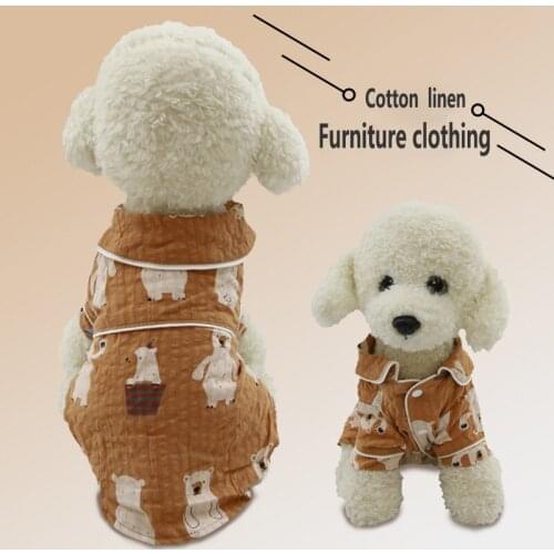 Summer Pet Dog Clothes for Small Dogs Cotton and linen Cat Dog T-shirt Vest Puppy Clothing breathable thin pet clothes