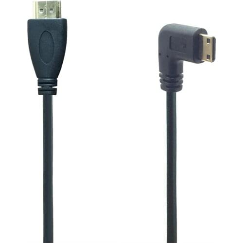 Mini HDMI to HDMI Cable 1080p 3D Adapter Gold Plated Plug HDMI C Right Angled for camera monitor projector notebook TV 0.5M