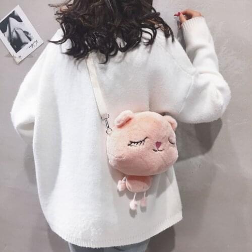 Cartoon Cute Animal Doll Shoulder Bags Fashion Little Girl Soft Plush Small Crossbody bag Women Casual Lovely Bear Phone Bag Toy