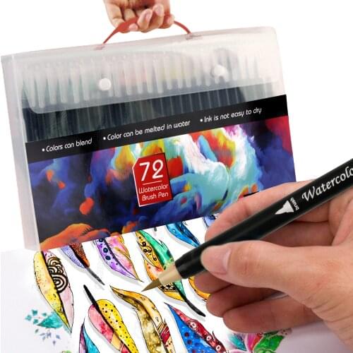 Artists Watercolour Brush Pens Set, 20-72 Vibrant Colours, Premium Real Soft Brush Tip Paint Markers Plus Water Blending Pen