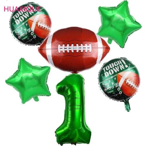 6pcs 69X62cm RugbyBall Foil Balloons Set Football Rugby Soccer Helium Globos Sports Theme Birthday Party Decoration Boys Toy