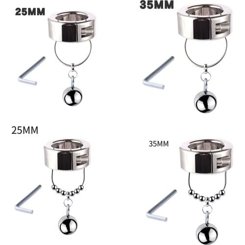 Stainless Steel Penis Ring Delay Ejaculation Cock Ring Scrotum Stretcher Restraint Chastity Testicular Cockring Sex Toys for Men