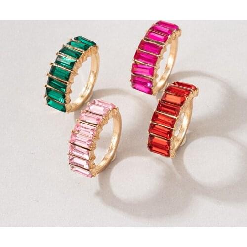 RAKI 2021 NEW Luxury Micro Paved Square Multicolor Cubic Zirconia Promise Love Rings for Women Engagement Wedding Party Jewelry