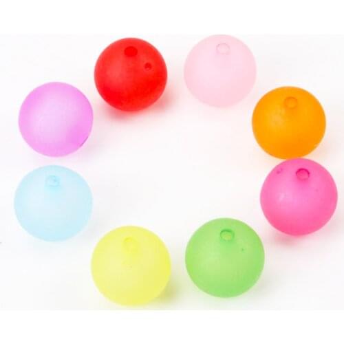 New Hot Scrub Round Beads Wholesale Mixed Acrylic Round Loose Beads Handmade Jewlery Accessory 14mm 20pcs