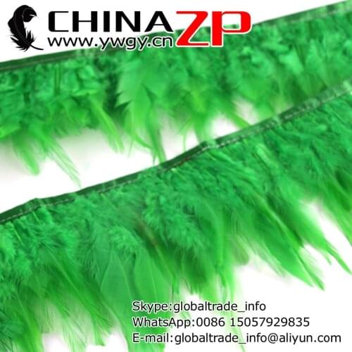 Gold Manufacturer CHINAZP Factory 10yards/lot Wholesale Green Bulk Rooster Saddle Feathers Trim