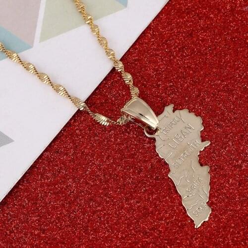 Liban Map Necklace Pendants Chain Women Men Gold Color Jewelry Lebanon Map Lebanese Jewelry