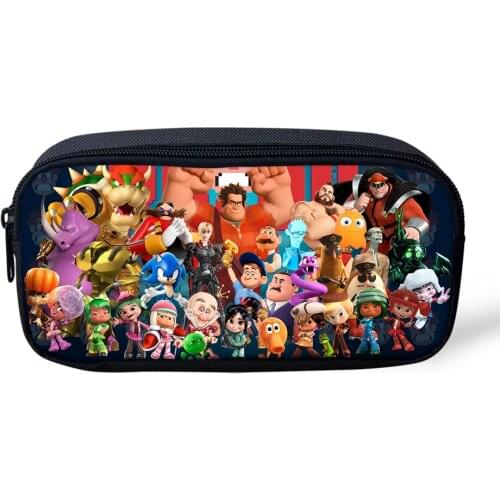 Wreck-It Ralph Pattern Boys School Large Capacity Pencil Boxes Cartoon Kids Pencil Bag Fashion Custom Women Make up Bags