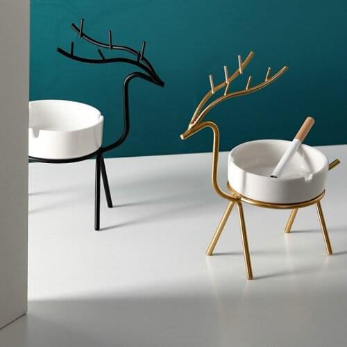 Nordic ins ashtray creative personality trend ceramic office home living room cute girl elk ornaments LB031915 metal ashtray