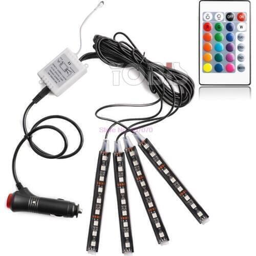 By DHL or Fedex 50pcs Car RGB LED Strip Light Car Styling Decorative Atmosphere Lamps 5050-9 Car Interior Light wholesale