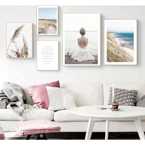 Travel Seascape Poster mountain Canvas Painting Natural icker Quote Print Sexy woman Modern Wall Picture For Living Room Decor