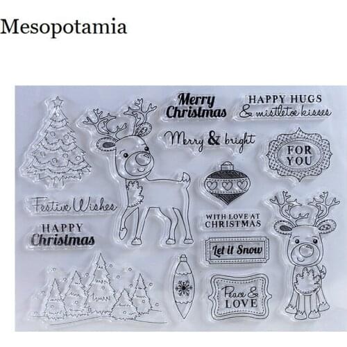 DIY Scrapbooking Rabbit Happy Merry Christmas Stamps Seal Embossing Silicone Transparent Stamp Decoration New Stamps Seal
