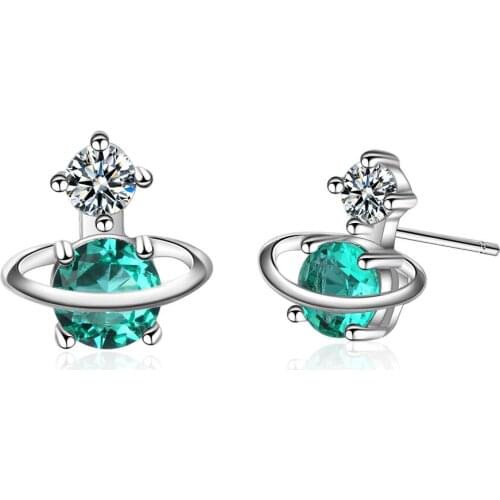 925 Sterling Silver Crystal Stud Earrings For Women Gift sterling-silver-jewelry pendientes brincos EH220