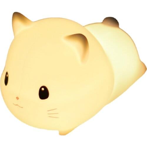 Modern Cute Cat Rechargeable Touch Switch Soft Silica Gel Night Light Bedroom Beside Lamps Girls Boys Room Anime Decor LED Light