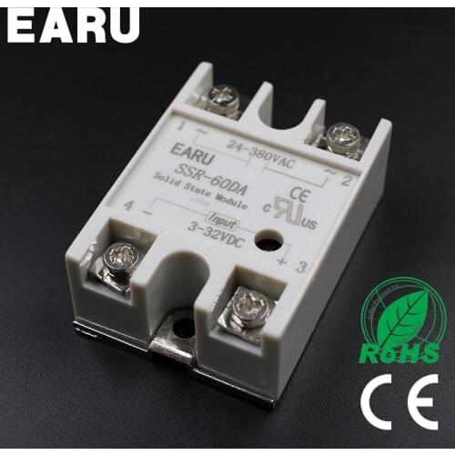 SSR-60DA 60A 3-32VDC to 24-380VAC Solid State Relay good quality SSR-60 DA for PID Temperature Controller Voltage Transformer