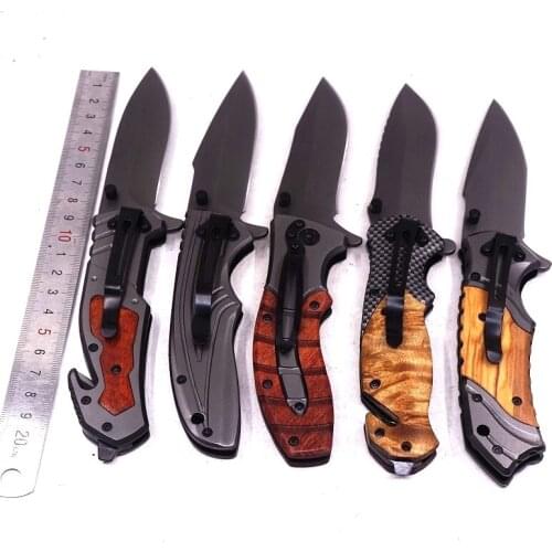 Tactical Knife Combat Folding Survival Pocket Knife Outdoor Camping Hunting Knives Utility EDC Multi Tools wood handle Multitool