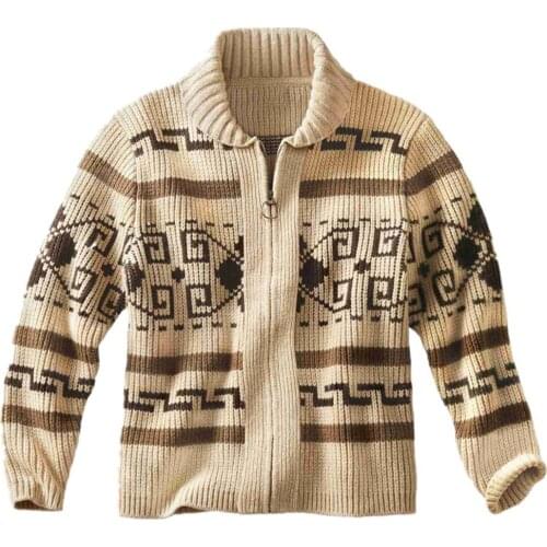 High Street Mens Sweaters Thick Warm Jacquard Sweater Winter Zipper Cardigan Outer Lamb Wool Blend Sweater Coat For Man Clothing