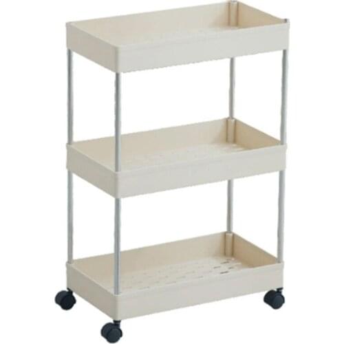 Bathroom Storage Rack 3 Layers Kitchen Narrow Cabinet Living Room space Shelf Home Furniture Movable Wheels Shelf