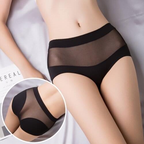 Ladies Cotton Hight-waist Underwear Woman Panties Translucent Lace Calcinha Renda Sexy Mess Intimates Seemless Briefs