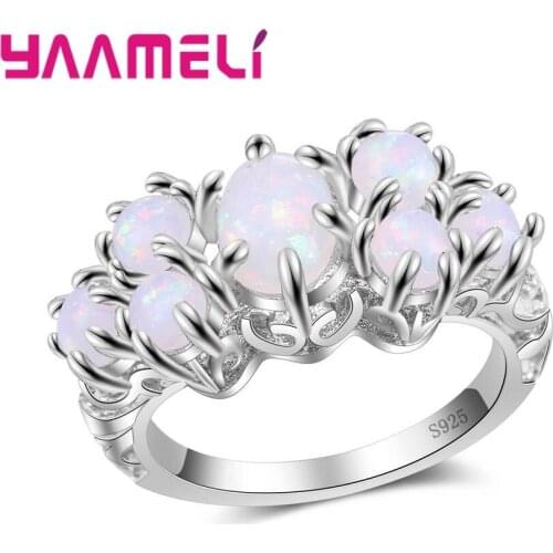 Party Sweet Special Jewelry 925 Sterling Silver Ring For Women Fancy White Fire Opal Jewelry Retro Feel Sweet Female