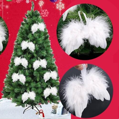 10Pcs White Vintage Feather Wing Lovely Chic Angel Christmas Tree Decoration Hanging Ornament Home/Party/Wedding Ornaments