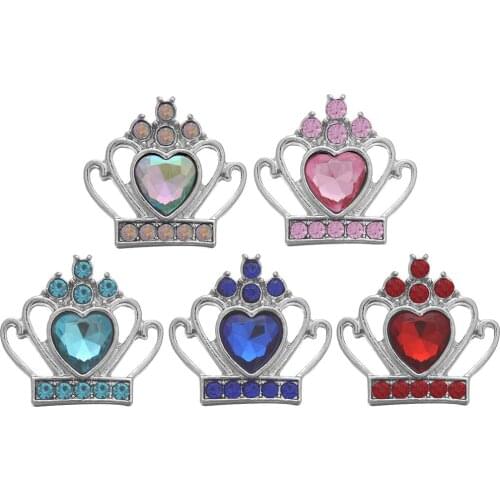 10pcs/lot 2018 New Snap Jewelry Heart Crystal Crown Snap Buttons for 18mm 20mm Snap Bracelet for Women