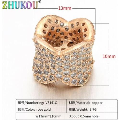 13*10mm Handmade Micro Pave Cubic Zirconia Beads for Diy Jewelry Findings Making, VZ141