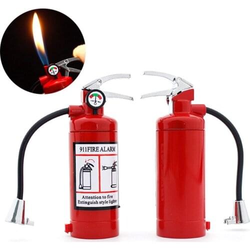 30pcs/lot Novel Lighter Metal Fire Extinguisher Style Free Fire Refillable Butane Gas Lighter Cigarette Lighter For Collection