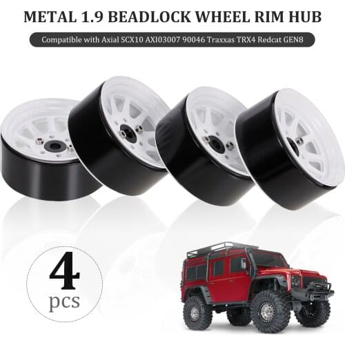 4PCS Metal 1.9in Beadlock Wheel Rim Hub Compatible with Axial SCX10 AXI03007 90046 Traxxas TRX4 Redcat GEN8 RC Car