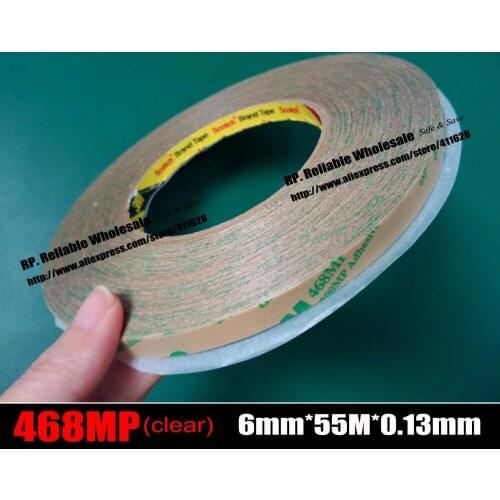 6mm*55M*5.2 mils), Original 200MP Adhesive, 468MP, Clear Double Sided Transfer Tape for PVC Foam Gasket High Temperature Resist
