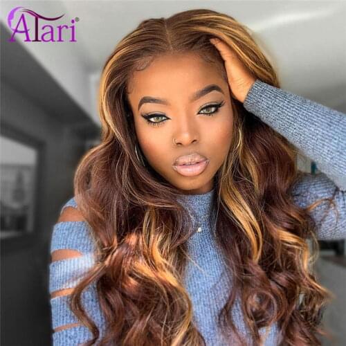 Atari Cherry Red Highlight 4/30 Mongolian Body Wave Wigs Transparent Lace Frontal Wigs for Women Pre Plucked Lace Front Wig