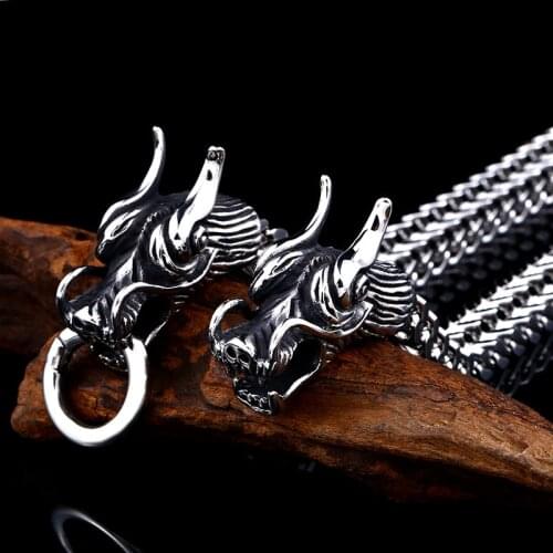 Beier 316L Stainless Steel bracelet punk skull Bracelet For Vintage Cool fashion dragon Style Mens Bracelet Jewelry LLBC8-061R