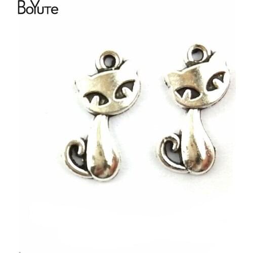 BoYuTe (100 Pieces/Lot) 17*8MM Antique Bronze Silver Plated Zinc Alloy Materials Fox Charms Jewelry Accessories Wholesale