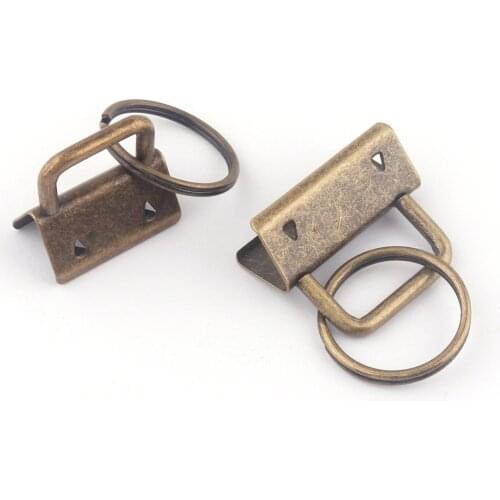 25/32mm Bronze Key Fob Hardware Wristlet With Key Ring Sets Metal Keychain Hardware For Webbing Leather Key Ring Keychain Ribbon