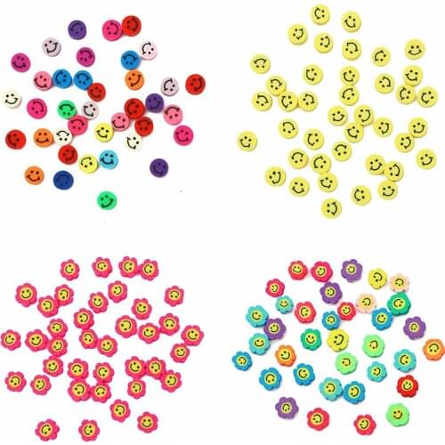 10mm 10Pcs DIY Jewelry Findings Polymer Clay Beads Smiling Face Spacer Beads for Boho Jewelry Making Bracelet Accessory Beads