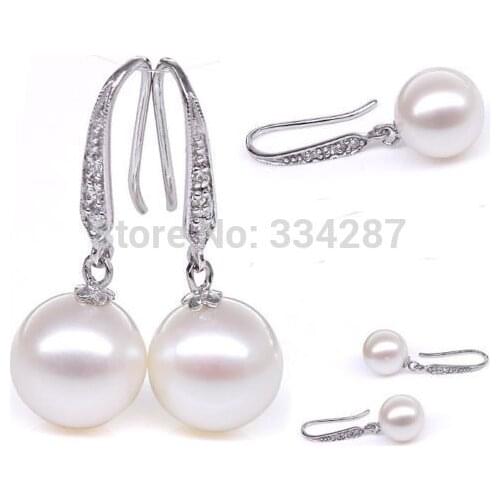 Women Gift word Love Natural Nice White AAA+ Round 9-10MM pearl Dangle earrings mujer for -jewelry -jewelry