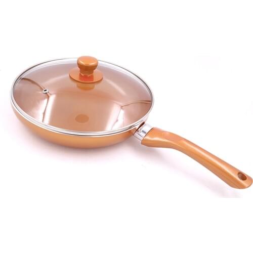 Master Star Hot Sale Ceramic Coating Fry Pan&Glass Lid Copper Frying Pan Skillet Induction Cooker Pan