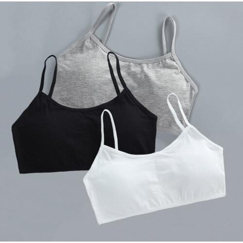 Trend Cute Girls Cotton Camisole Sports Bras Tube Top Puberty Schoolgirl Underwear Kids Elasticity Breathable Vest Training Bra
