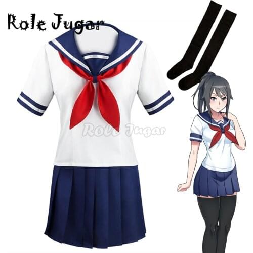 Game Yandere Simulator Cosplay Ayano Aishi Costume Yandere Chan JK School Uniform Women Outfit Sailor Suit Top Skirt C36C92