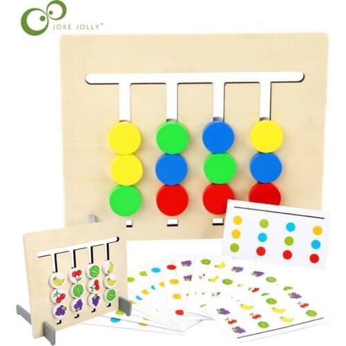 Montessori Toy Colors Fruits Double Sided Matching Game Logical Reasoning Training Kids Educational Toys Children Wooden Toy GYH