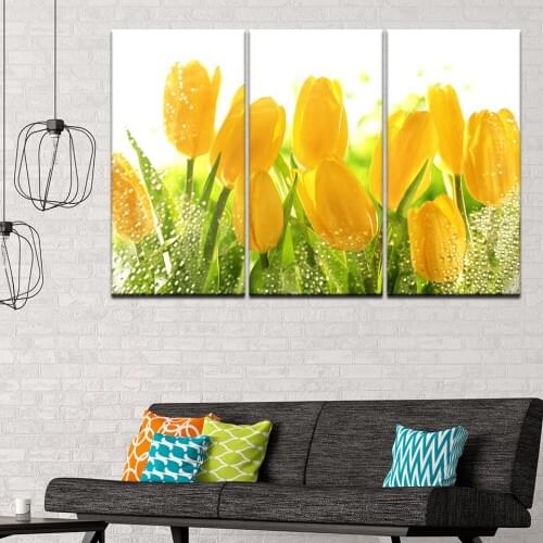 Canvas Painting yellow tulips flowers 3 Pieces Wall Art Painting Modular Sport Wallpapers Poster Print living room Home Decor