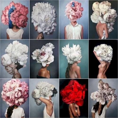 GATYZTORY Diy Oil Painting By Numbers Flower And Women DIY On Canvas Acrylic Painting Wall Art Home Decoration 40x50cm